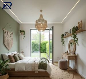 نمونه ای از طراحی یک اتاق خواب با سبک بوهمین
